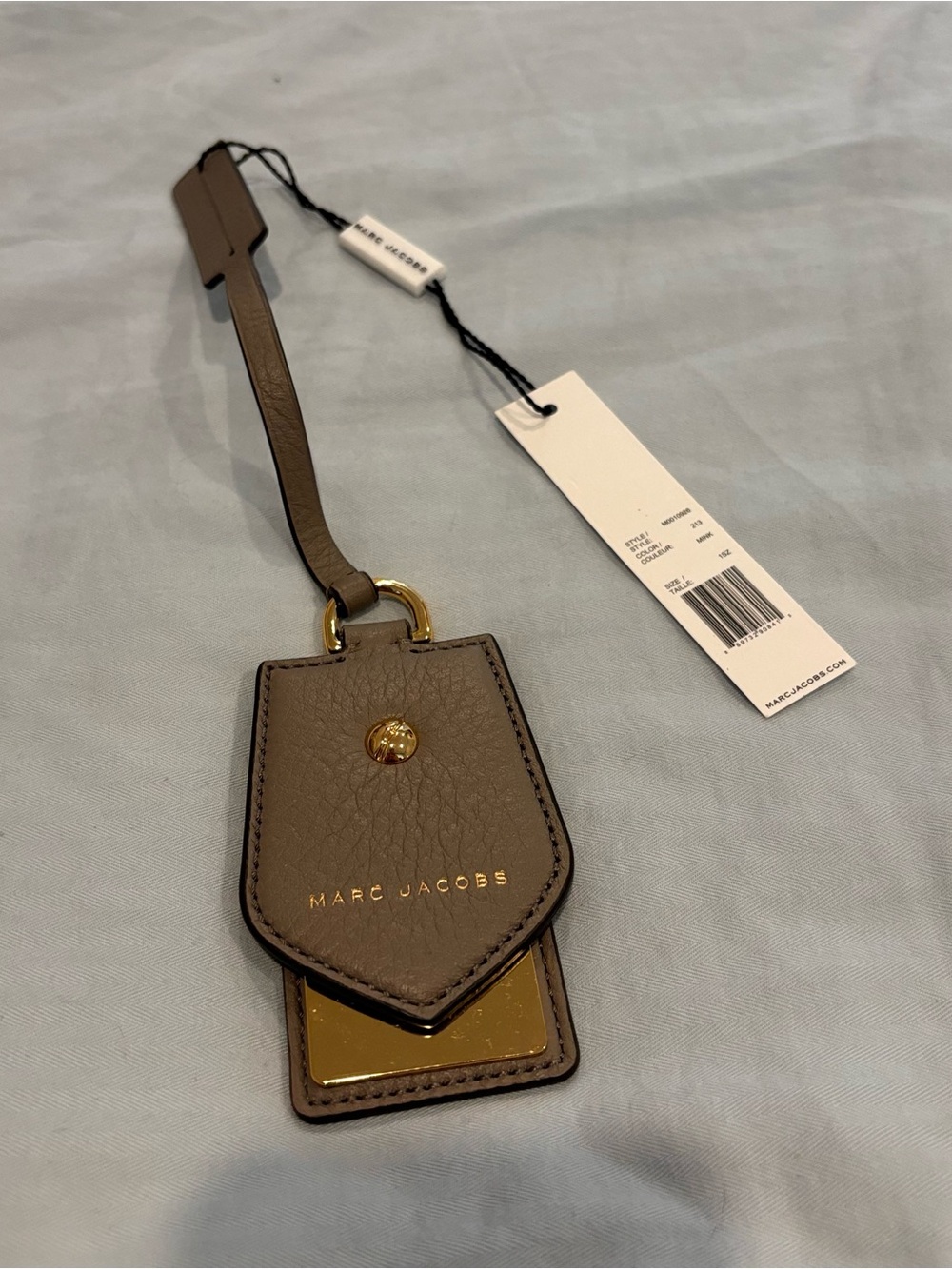 Marc Jacobs Taupe Leather Luggage Tag